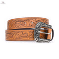Resistance Floral Medium Brown Women's Cowgirl Cowboy Country Belt  With Floral Embossed Silver Buckle NewEngland Tack