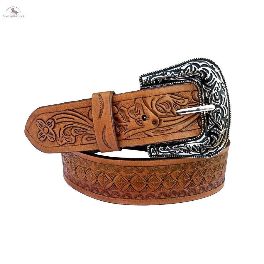 Resistance Floral Tea Brown Women's Cowgirl Cowboy Country Belt  With Floral Embossed Silver Buckle NewEngland Tack