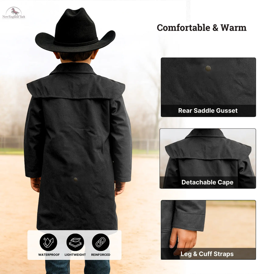 Resistance Kids Western Oilskin Waterproof Duster Coat NewEngland Tack