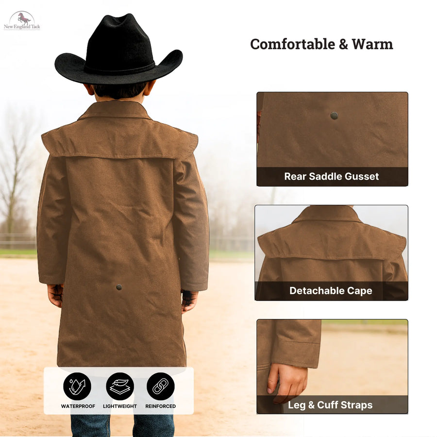 Resistance Kids Western Oilskin Waterproof Duster Coat NewEngland Tack