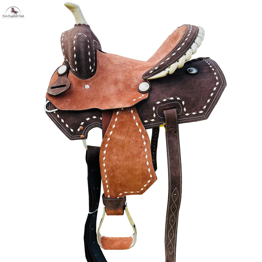 Resistance Kids-Youth Western Horse Barrel Saddle, Rawhide Cantle 12" 13" - NewEngland Tack