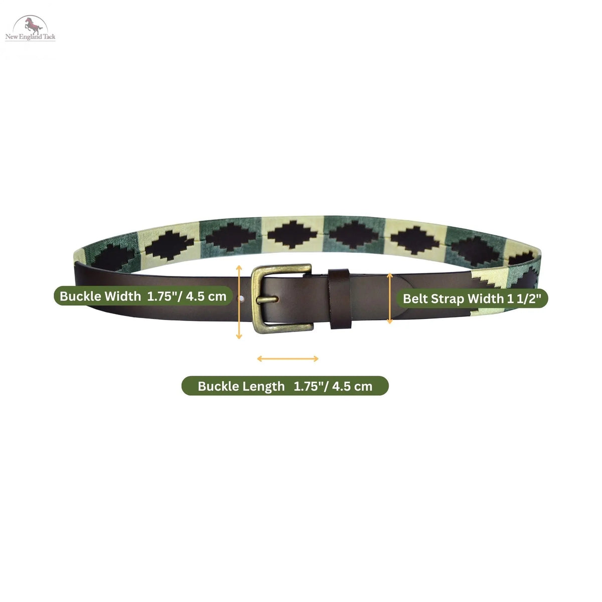 Resistance Polo Belt for Men | Hand Stitched Leather Belt With Colorful Embroidery | Gaucho Style Belt 1.5” Wide NewEngland Tack