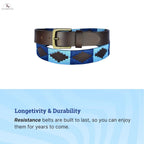 Resistance Polo Belt for Men | Hand Stitched Leather Belt With Colorful Embroidery | Gaucho Style Belt 1.5” Wide NewEngland Tack