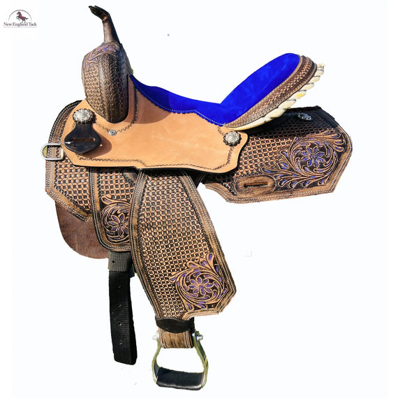 Resistance Premium Leather Western Barrel Saddle with Intricate Tooling NewEngland Tack