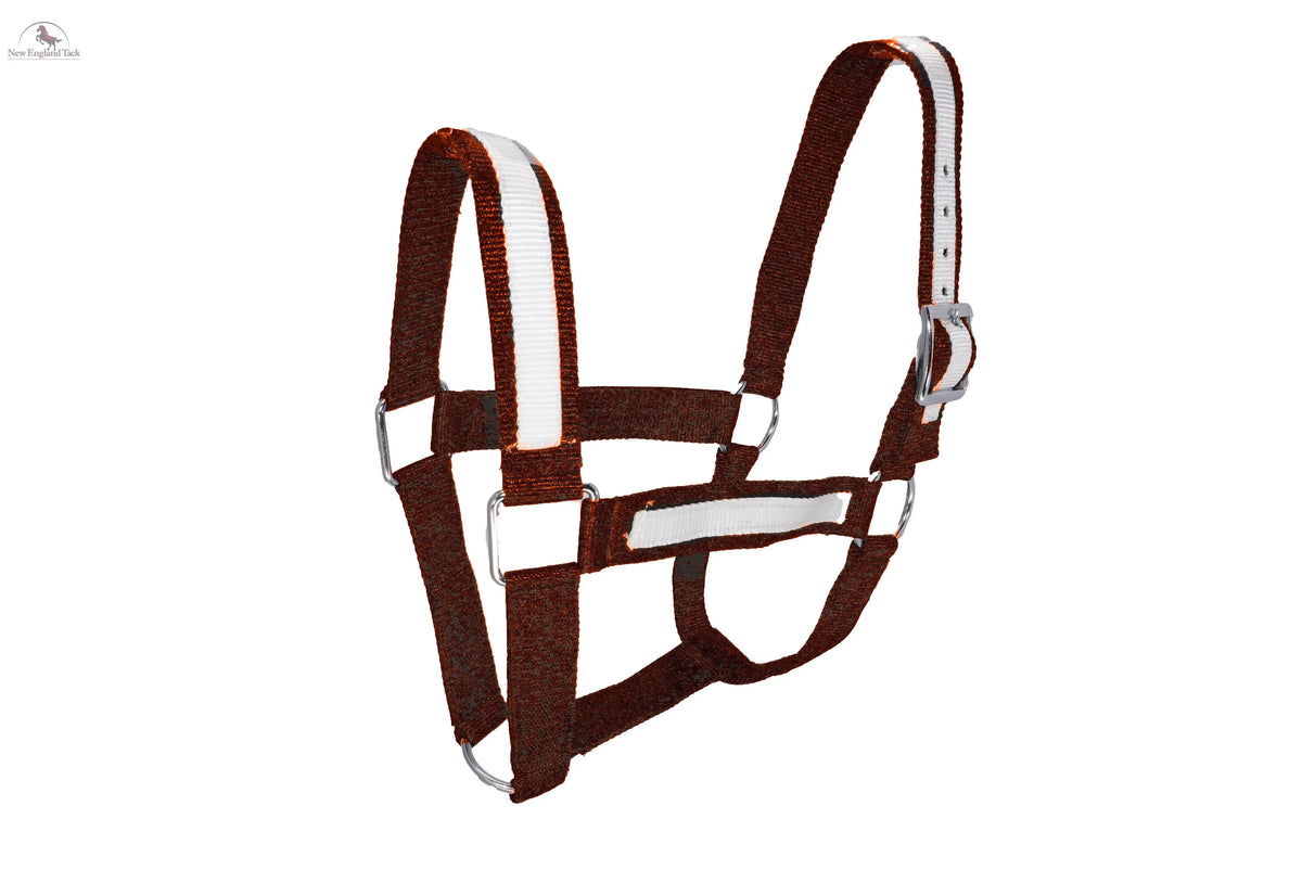 Resistance Premium Nylon Draft Halter with Overlay - Adjustable Horse Halter for Draft Size - Multiple Colors (Navy Blue, Black, Brown, Purple) - SS Hardware NewEngland Tack