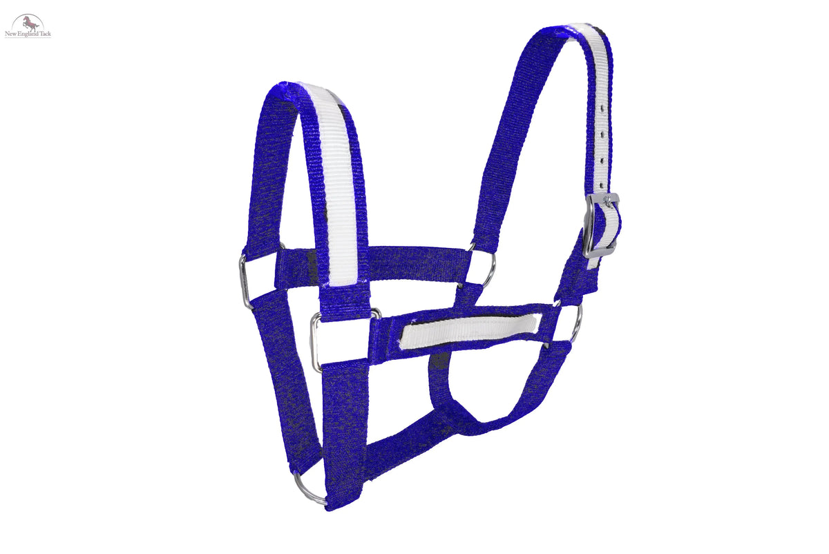 Resistance Premium Nylon Draft Halter with Overlay - Adjustable Horse Halter for Draft Size - Multiple Colors (Navy Blue, Black, Brown, Purple) - SS Hardware NewEngland Tack