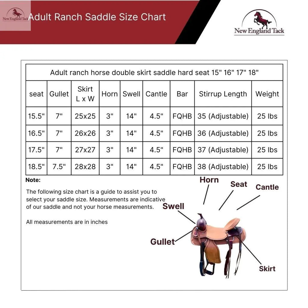 Resistance Ranch Style Western Saddle with Double Skirt NewEngland Tack