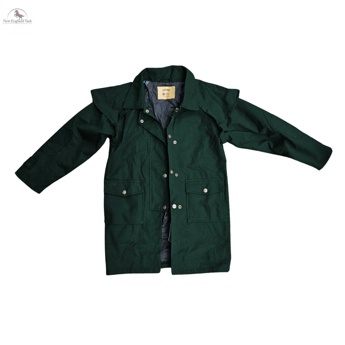 Resistance Unisex Western Oilskin Waterproof Duster Coat, Workwear Kids Rain Coat With Brass Button And Pockets NewEngland Tack