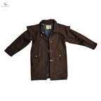 Resistance Unisex Western Oilskin Waterproof Duster Coat, Workwear Kids Rain Coat With Brass Button And Pockets NewEngland Tack