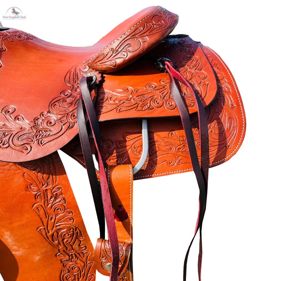 Resistance Western Argentinian Leather Horse Saddle - Floral Tooling | Ideal for Western Riding | Handcrafted Quality | Equestrian Gift NewEngland Tack