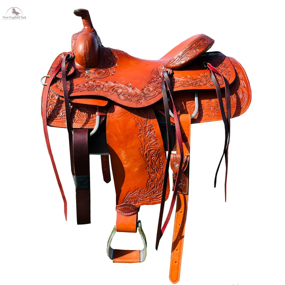 Resistance Western Argentinian Leather Horse Saddle - Floral Tooling | Ideal for Western Riding | Handcrafted Quality | Equestrian Gift NewEngland Tack