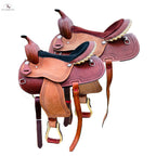 Resistance Western Barrel Horse Saddle Basket Weave Tooled available in 15" 16" 17" 18" NewEngland Tack