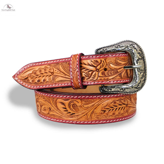 Resistance Western Cowgirl Cowboy Floral Tooled  Argentinian Leather Belt NewEngland Tack
