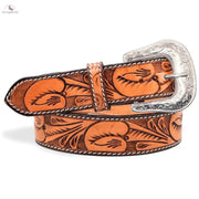 Medium Brown Floral Tooled