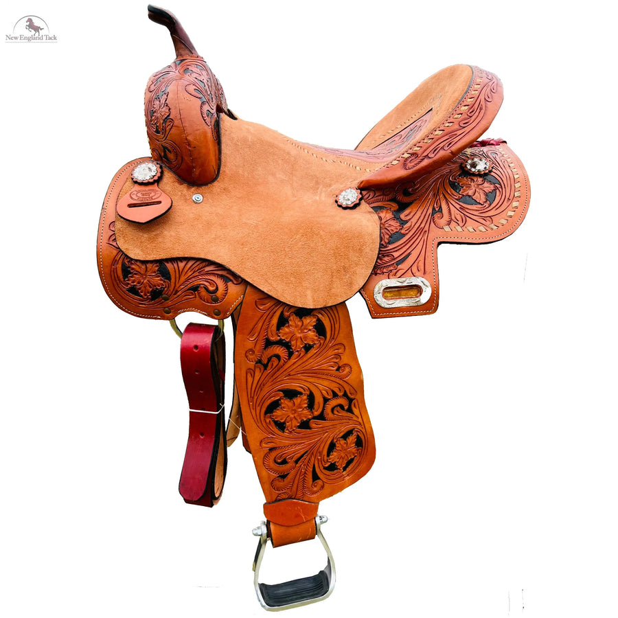 Resistance Western Floral Tooled Leather Hard Seat Saddle NewEngland Tack