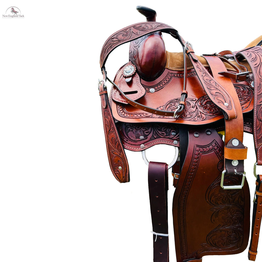 Resistance Western Horse Pleasure Saddle - Genuine Leather 15" 16" 17" 18" With Free Tack set NewEngland Tack