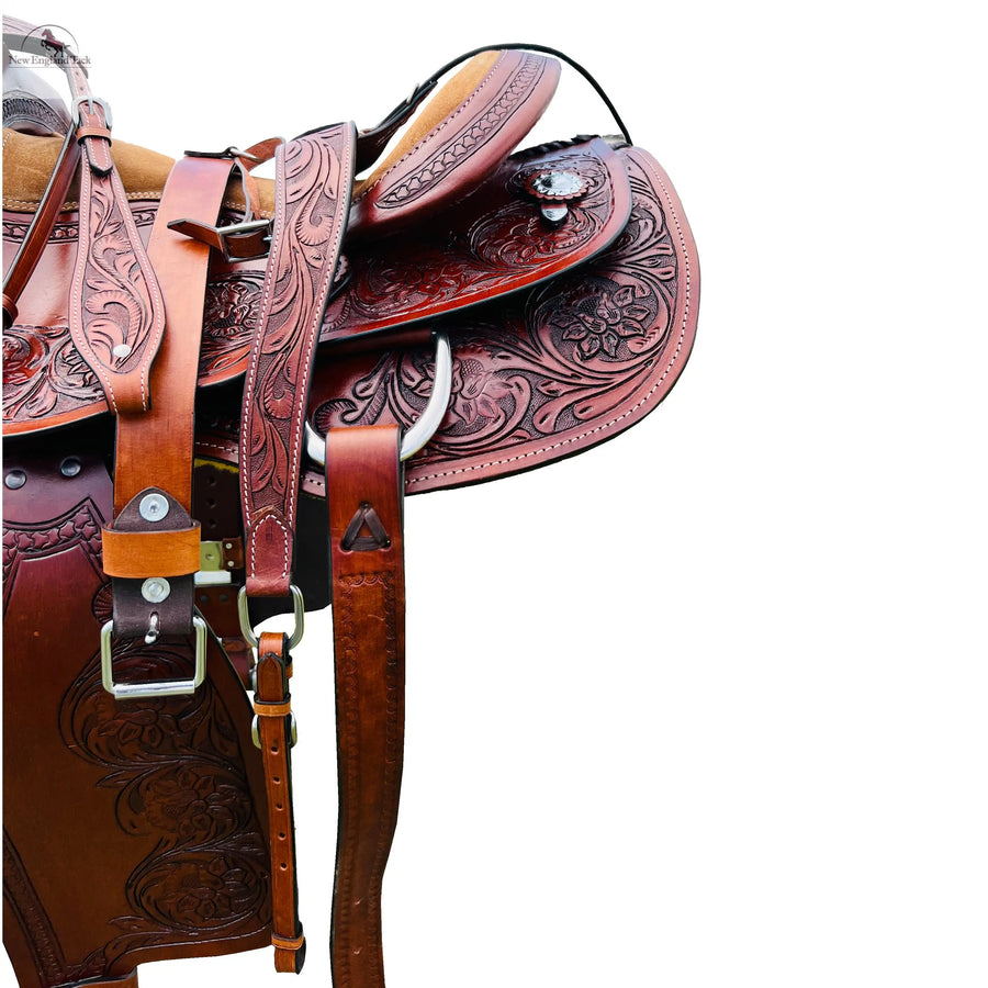 Resistance Western Horse Pleasure Saddle - Genuine Leather 15" 16" 17" 18" With Free Tack set NewEngland Tack