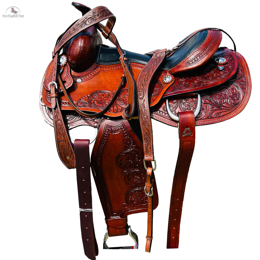 Resistance Western Horse Pleasure Saddle - Genuine Leather 15" 16" 17" 18" With Free Tack set NewEngland Tack