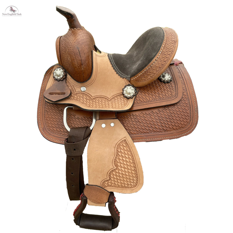 Resistance Western Miniatures 8 Inch Barrel Saddle With Basket Weave Tool NewEngland Tack