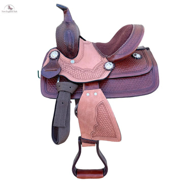 Resistance Western Miniatures 8 Inch Half Seat Barrel Saddle With Basket Weave Tool NewEngland Tack