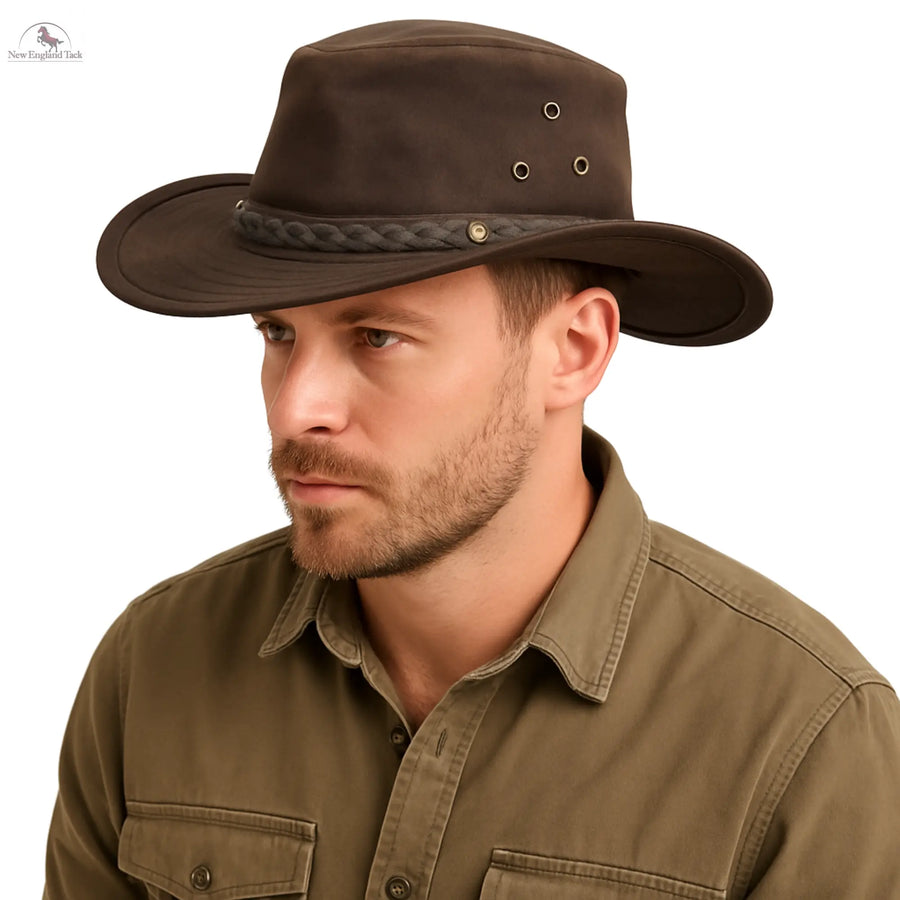 Cowboy Hat Men Leather HAT Aussie Bush Cowboy Style Classic