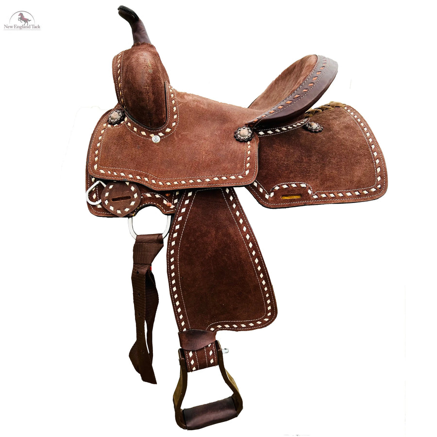 Resistance Western Pleasure Trail Rough Out Buck Stitched All Size Adults Western Horse Saddle With Suede Seat NewEngland Tack