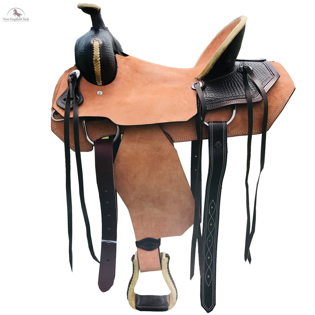 Resistance Western Roughout All Around Saddle With Basket Weave Tooling NewEngland Tack