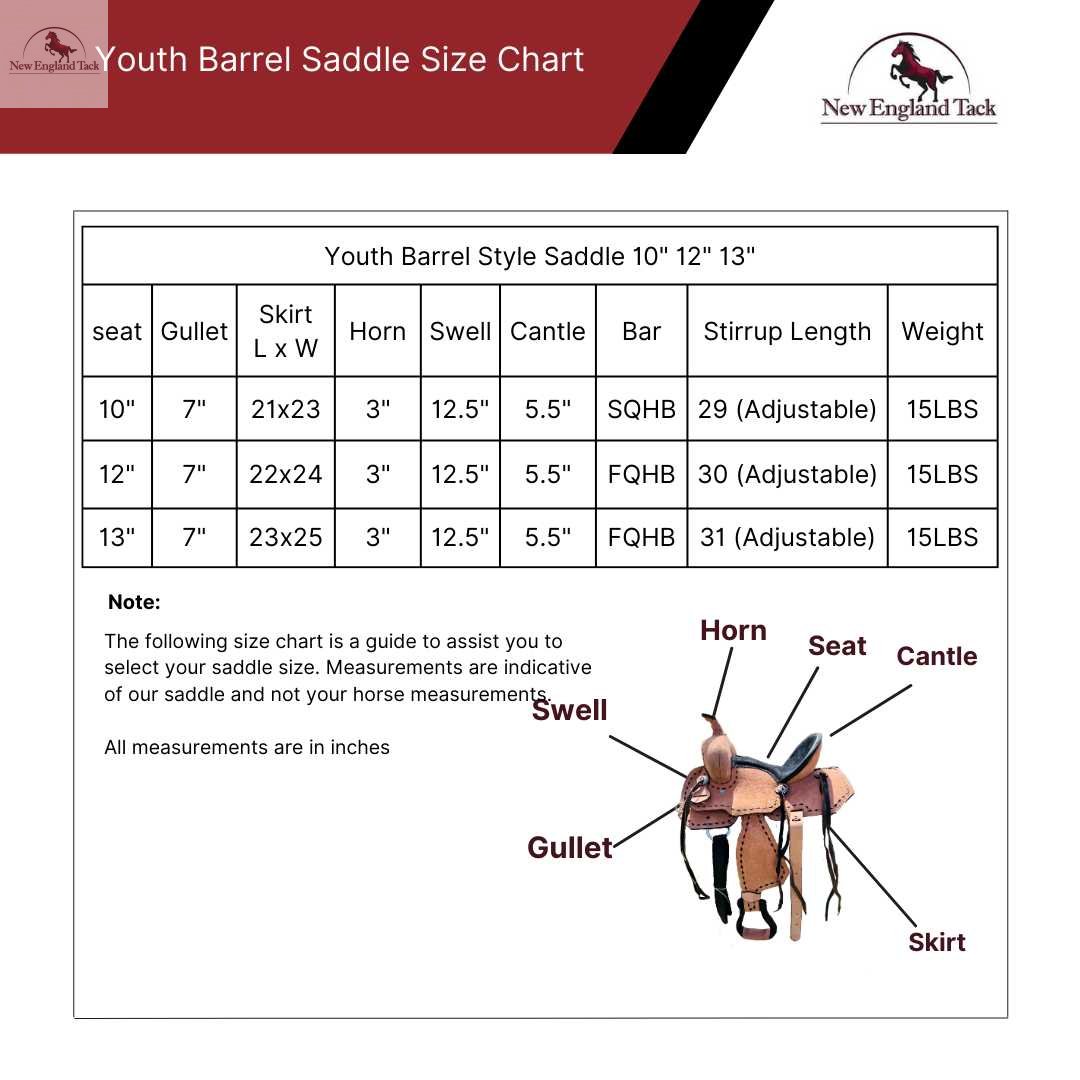 Resistance Western Youth Barrel Horse Roughout Leather Saddle Suede Seat with Brown Laces NewEngland Tack