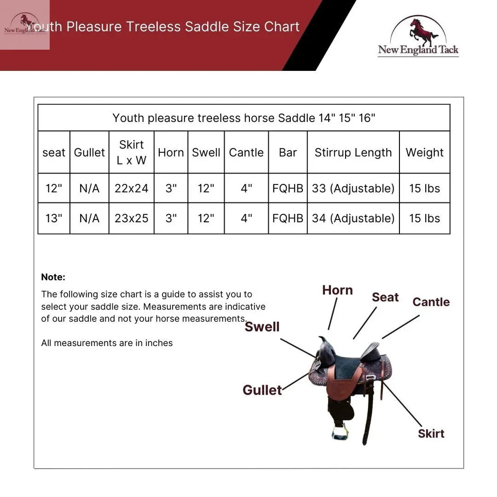 Resistance Western Youth Pleasure Treeless Horse Saddle With Beads On The Skirt NewEngland Tack