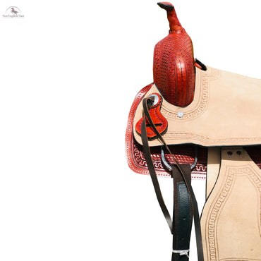 Resistance Youth Double Skirt Basket Weave Tooled Barrel Saddle With Rough Out Seat And Fender Newenglandtack