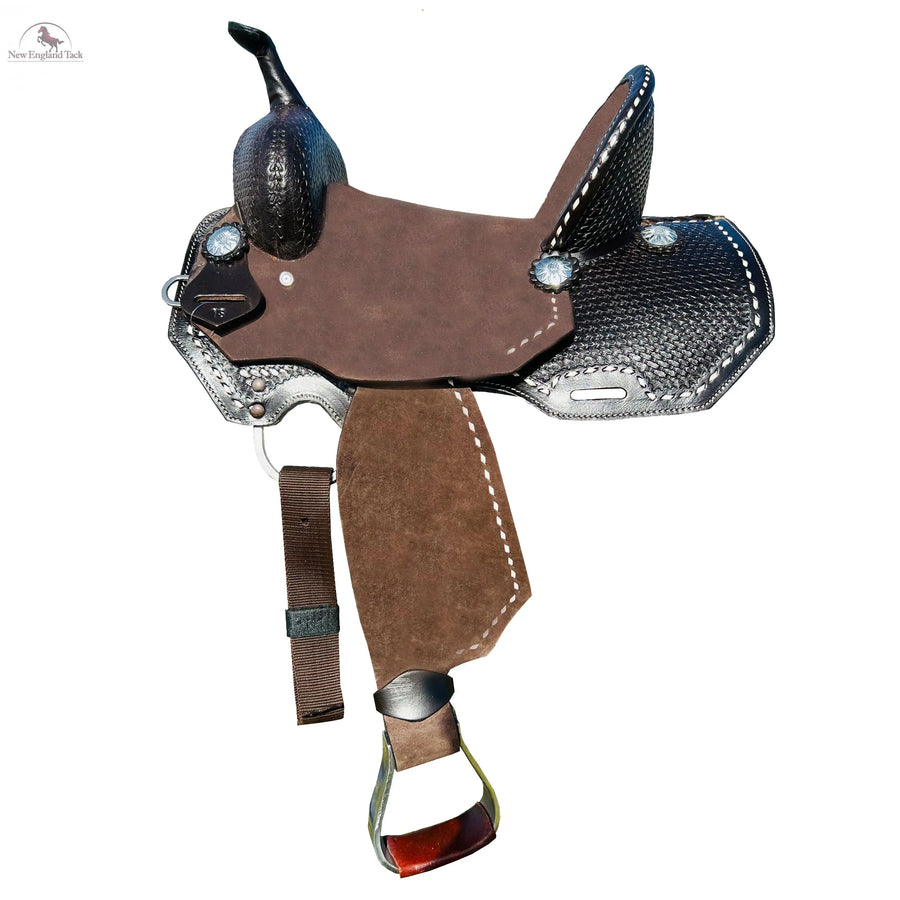 Resistance Youth Rough Out Hard Seat Western Ranch Saddle With Basket Weave Tooled Newenglandtack