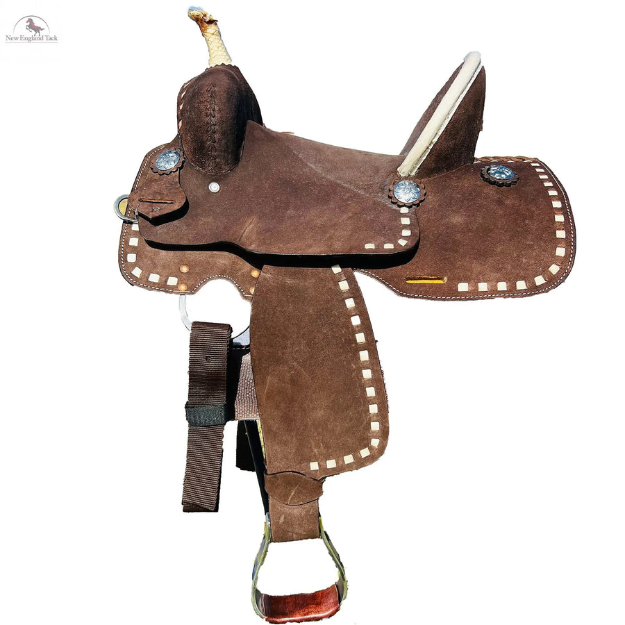 Resistance Youth Rough Out Hard Seat Western Ranch Saddle With White Buckstitching Newenglandtack