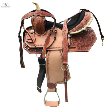 Youth Western Horse Barrel Saddle Horse Floral Tooled Leather 10" 12" 13" With Free Tack set NewEngland Tack
