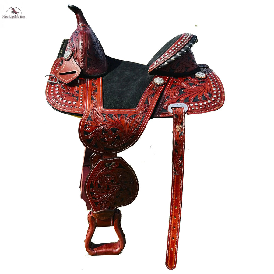 Resistance Youth/ Adults Western Pleasure Trail Treeless Leather Horse Saddle Rawhide Cantle NewEngland Tack