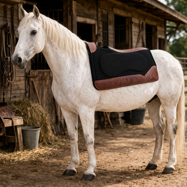 Resistance 31 x 32 Felt Gel Saddle Pad 1" Contoured Wither Relief Western Tooled