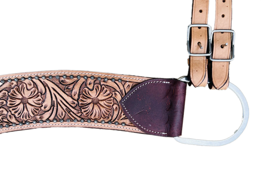 Tan Floral Tooled With Floral Beads Tripping Collars | 28inch - 36inch NewEngland Tack