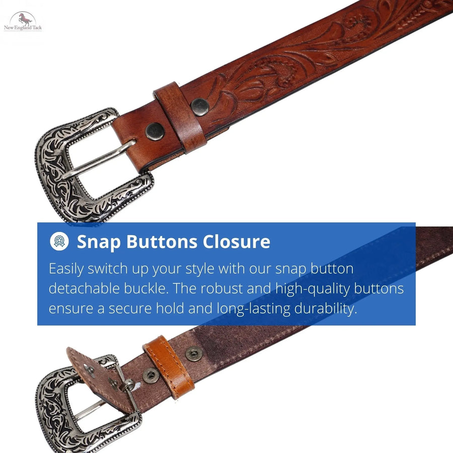 Western Belt - Floral Tooled Leather NewEngland Tack
