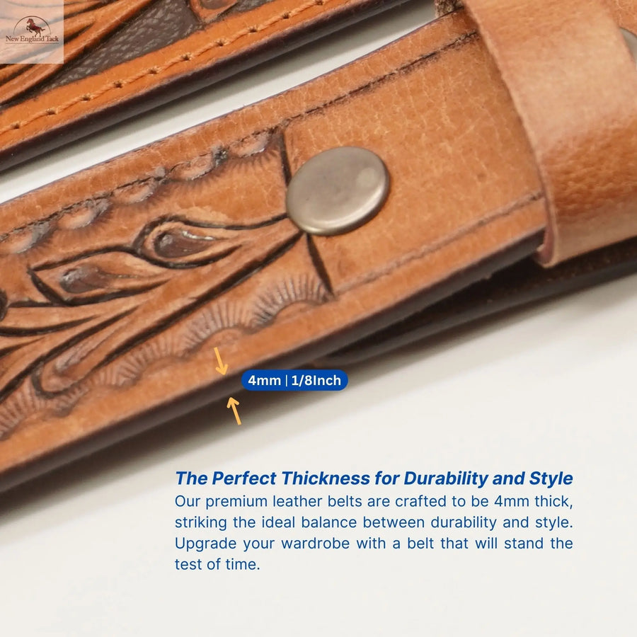 Western Belt - Floral Tooled Leather NewEngland Tack