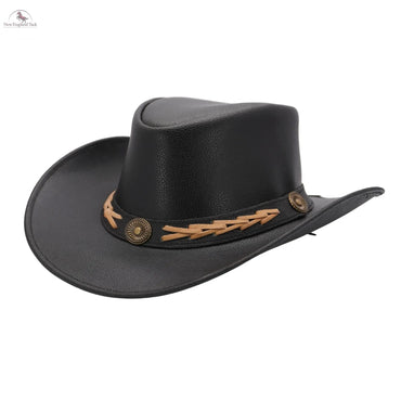 Western Cowboy Hat Grain Cow Leather with Buffalo Conchos Hat Band NewEnglandTack