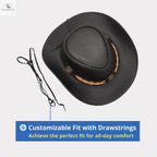 Western Cowboy Hat Grain Cow Leather with Buffalo Conchos Hat Band NewEnglandTack