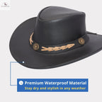 Western Cowboy Hat Grain Cow Leather with Buffalo Conchos Hat Band NewEnglandTack