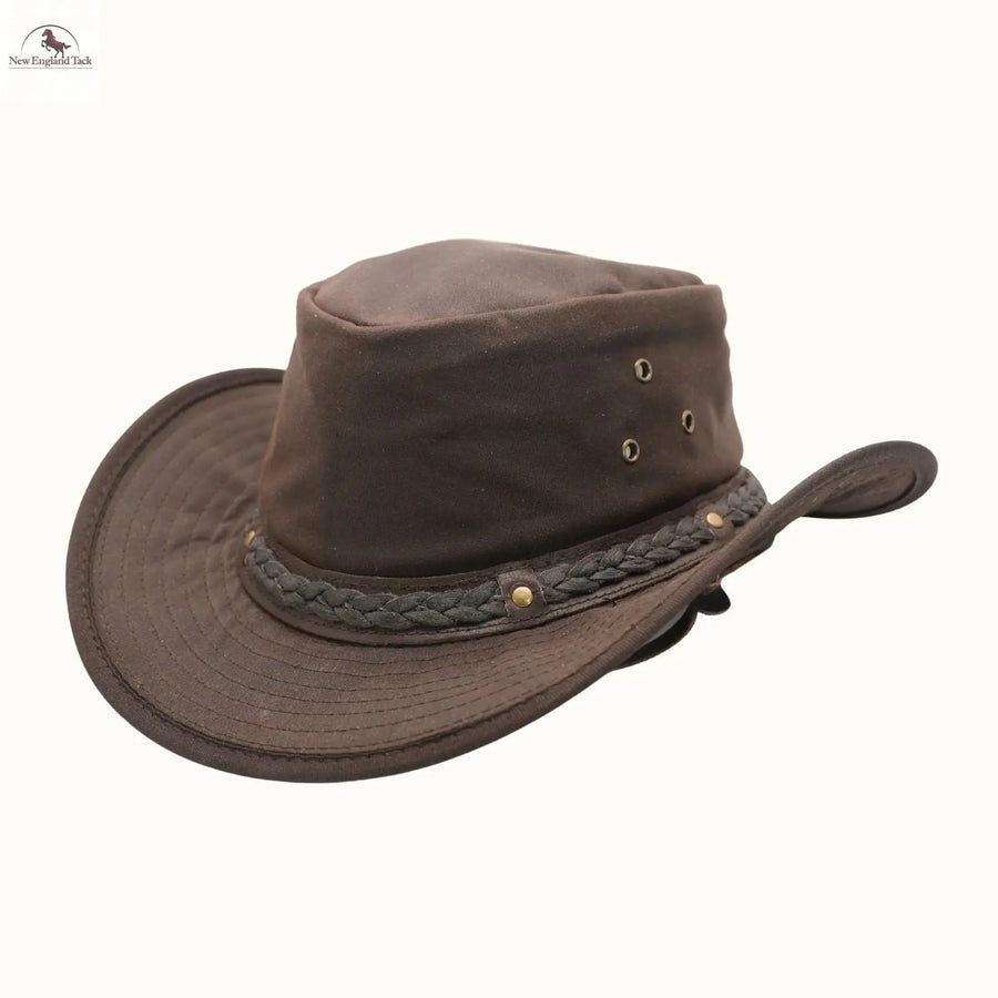 Western Cowboy Hat, Grain Cow Leather with Buffalo Conchos Hat Band - Multiple Colors (Black, Brown, Radish Brown, Tan) NewEnglandTack