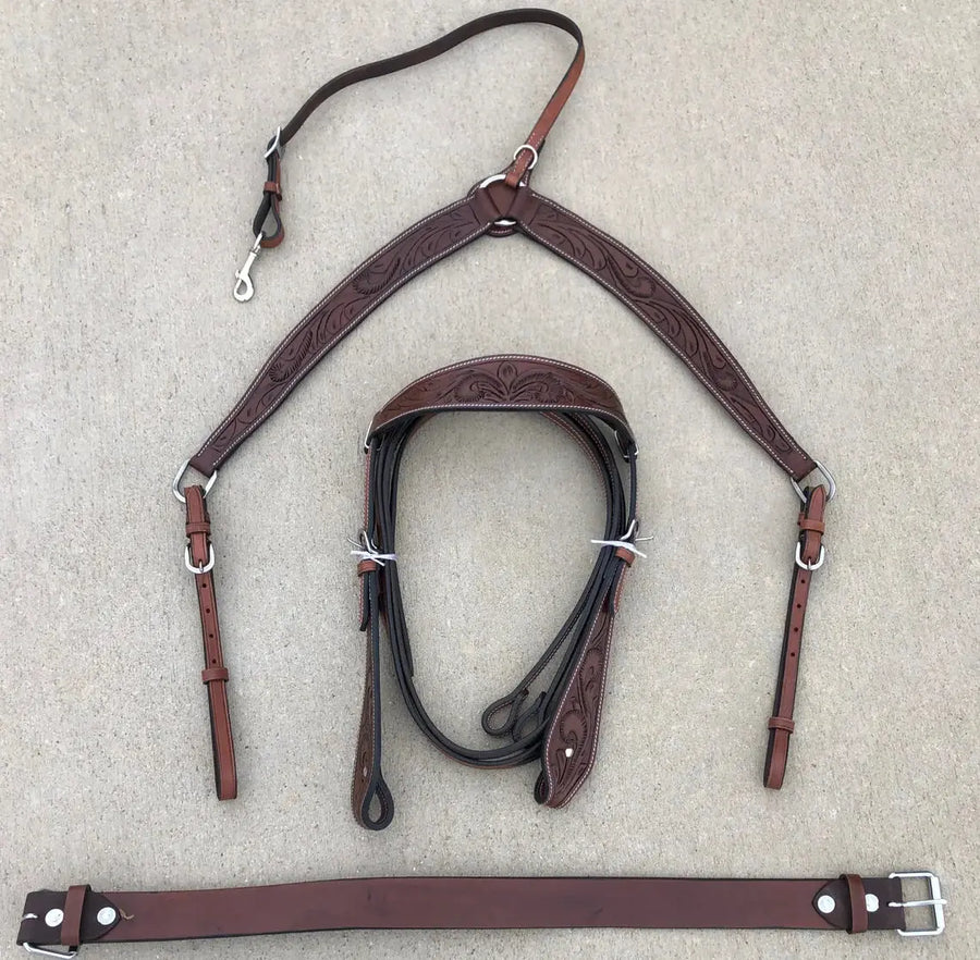 Western Horse Pleasure Saddle - Genuine Leather 15" 16" 17" 18" With Free Tack set - NewEngland Tack