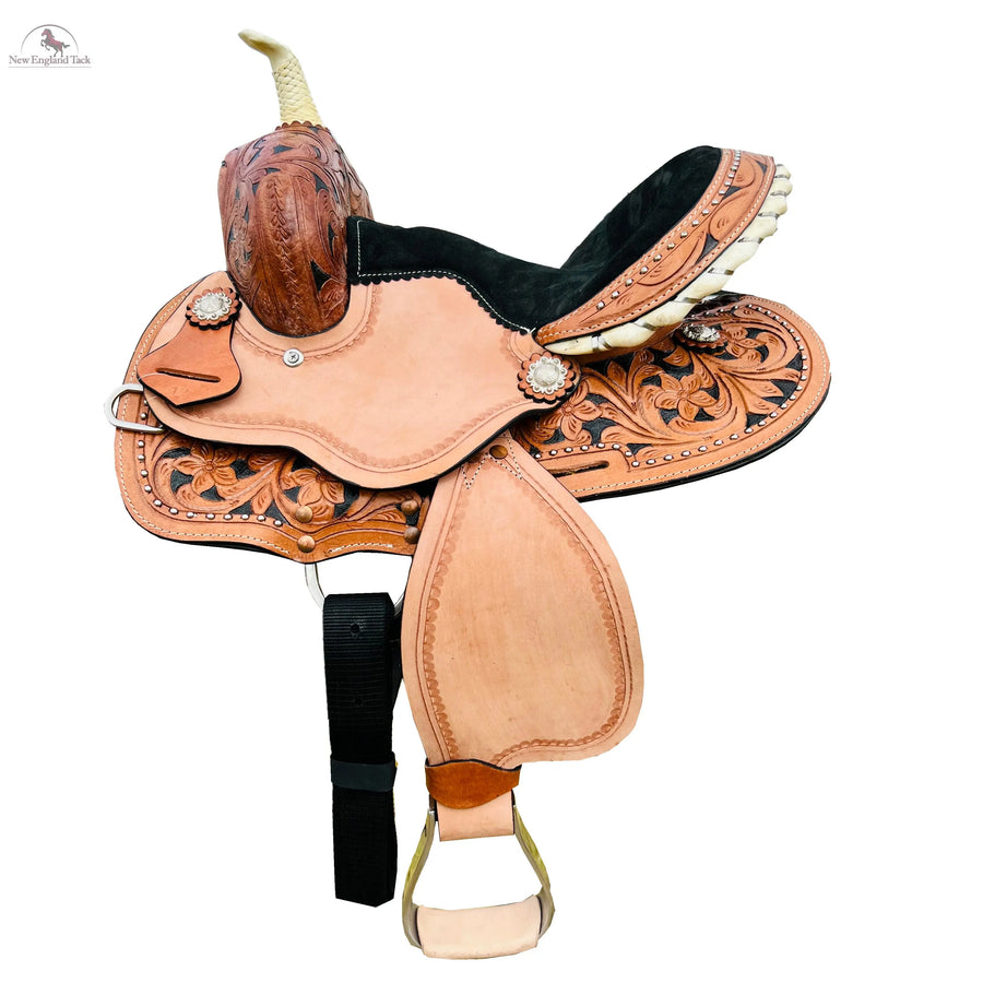 Western Horse Saddle-Barrel Trail Youth-Kids Leather 10"12"13"  With Free Tack set NewEngland Tack