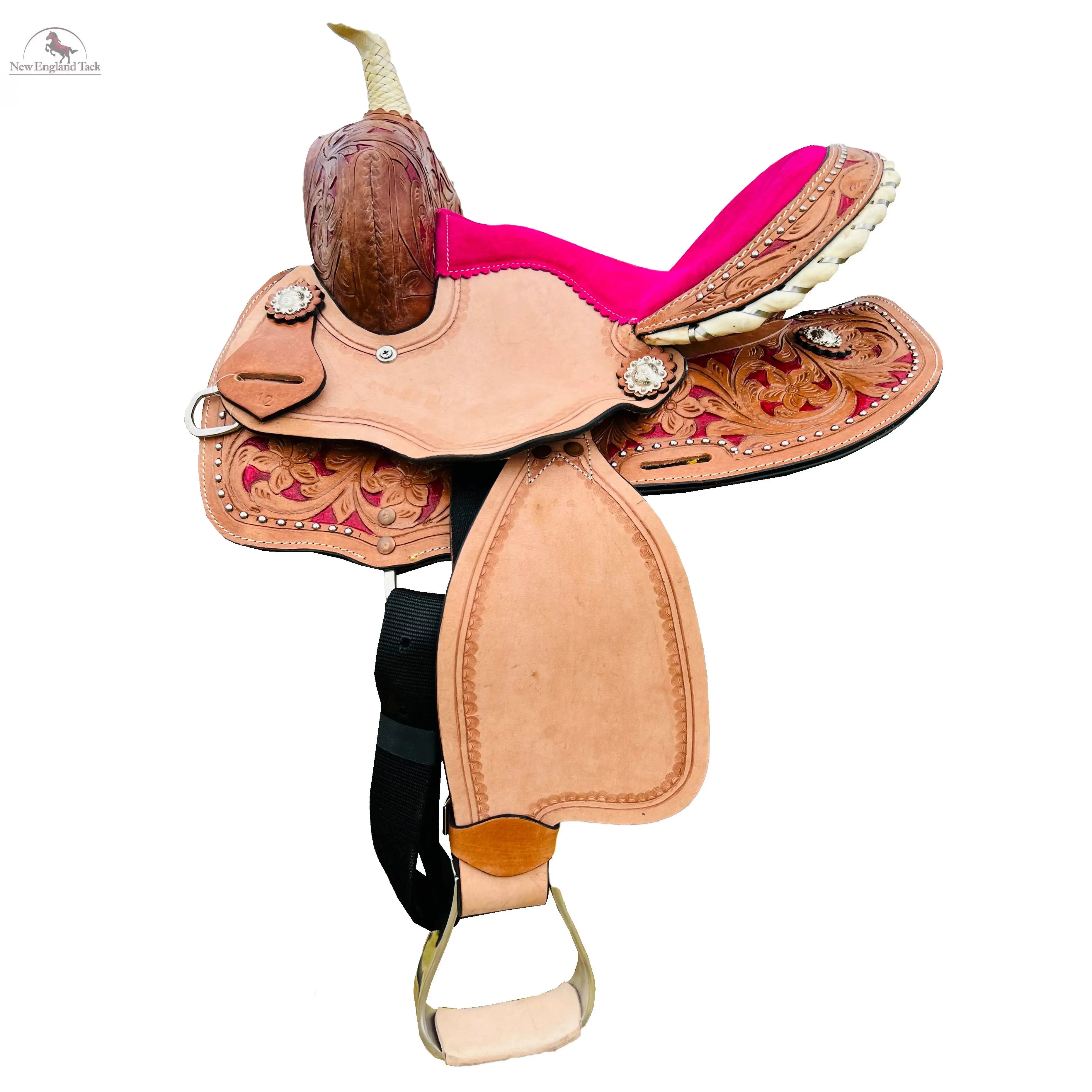 Western Horse Saddle-Barrel Trail Youth-Kids Leather 10