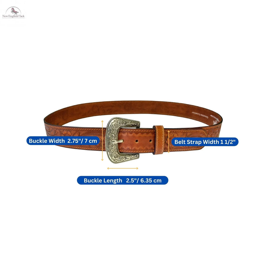 Western Leather Belt - Floral Tooled - Full Grain - Removeable Belt Strap - Cowboy Rodeo NewEngland Tack