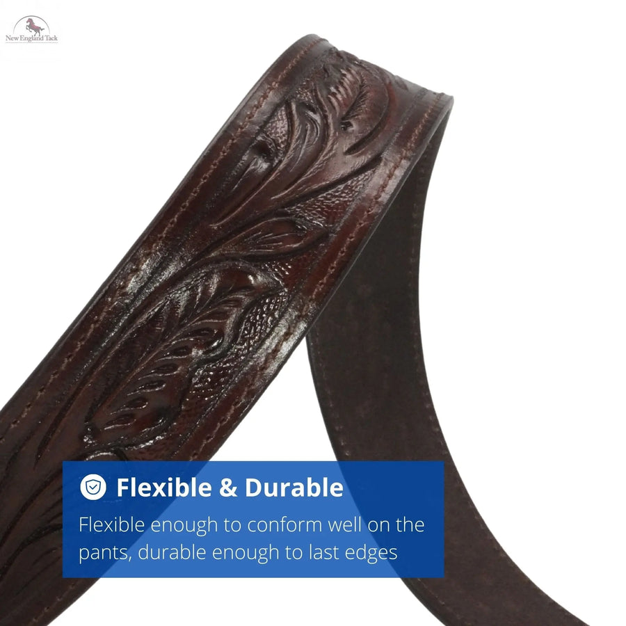 Western Leather Belt- Classic -Floral Leather Tooled Dark Brown NewEngland Tack