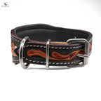 Handcrafted Argentinian Leather Dog Collar with Floral Tooling - Premium Quality NewEngland Tack