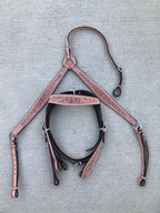 Western Leather Tooled Horse Saddle Tack Set Bridle + Breast Collar - NewEngland Tack