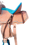Western Youth Barrel Horse Roughout Leather Saddle Suede Seat with Brown Laces NewEngland Tack